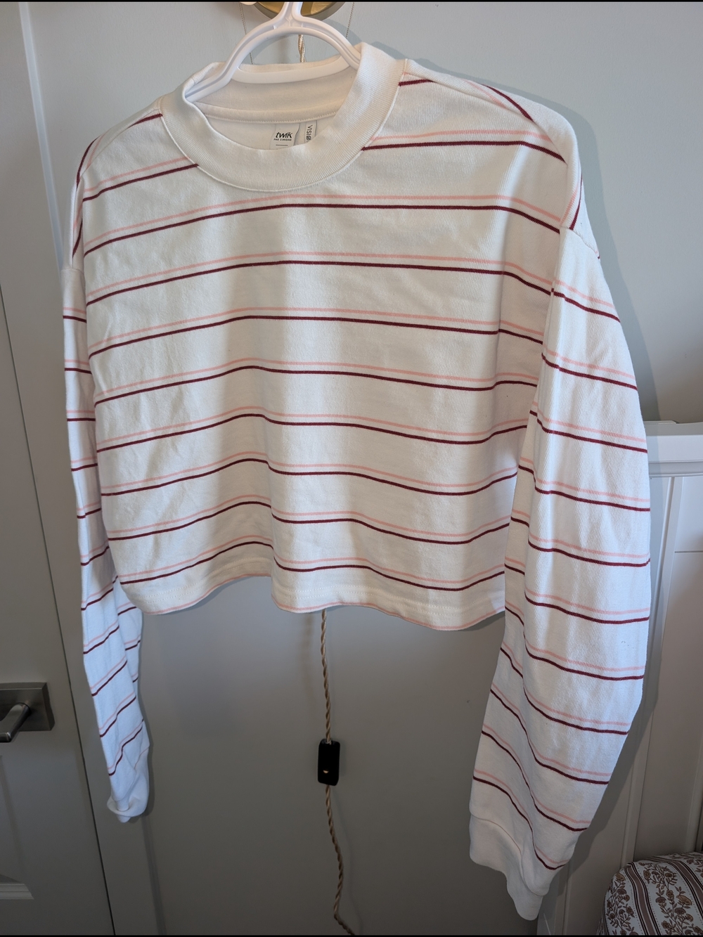 NWOT twik White Cropped Sweater with Stripes
